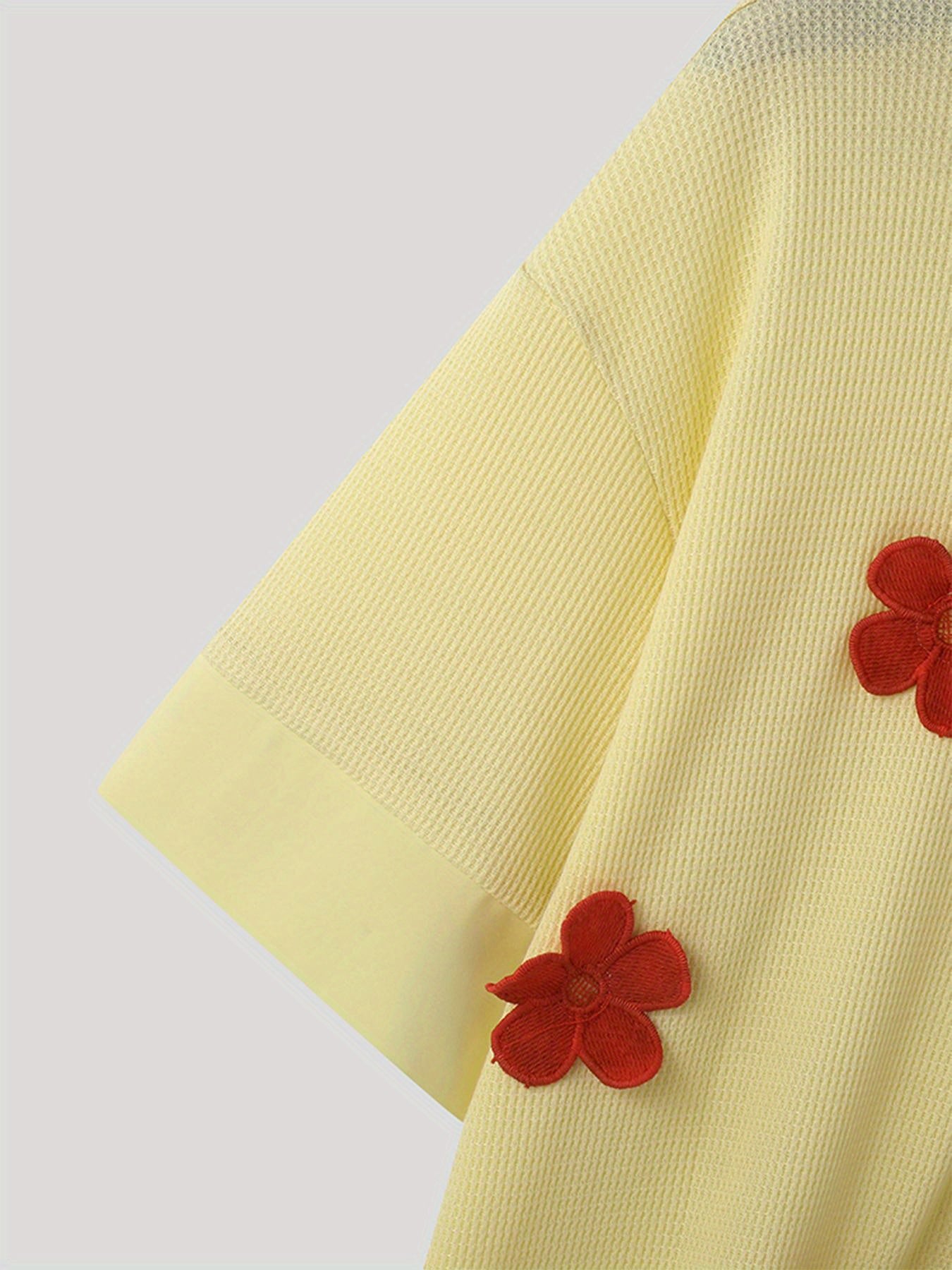 Retro Yellow Floral Button-Up Shirt