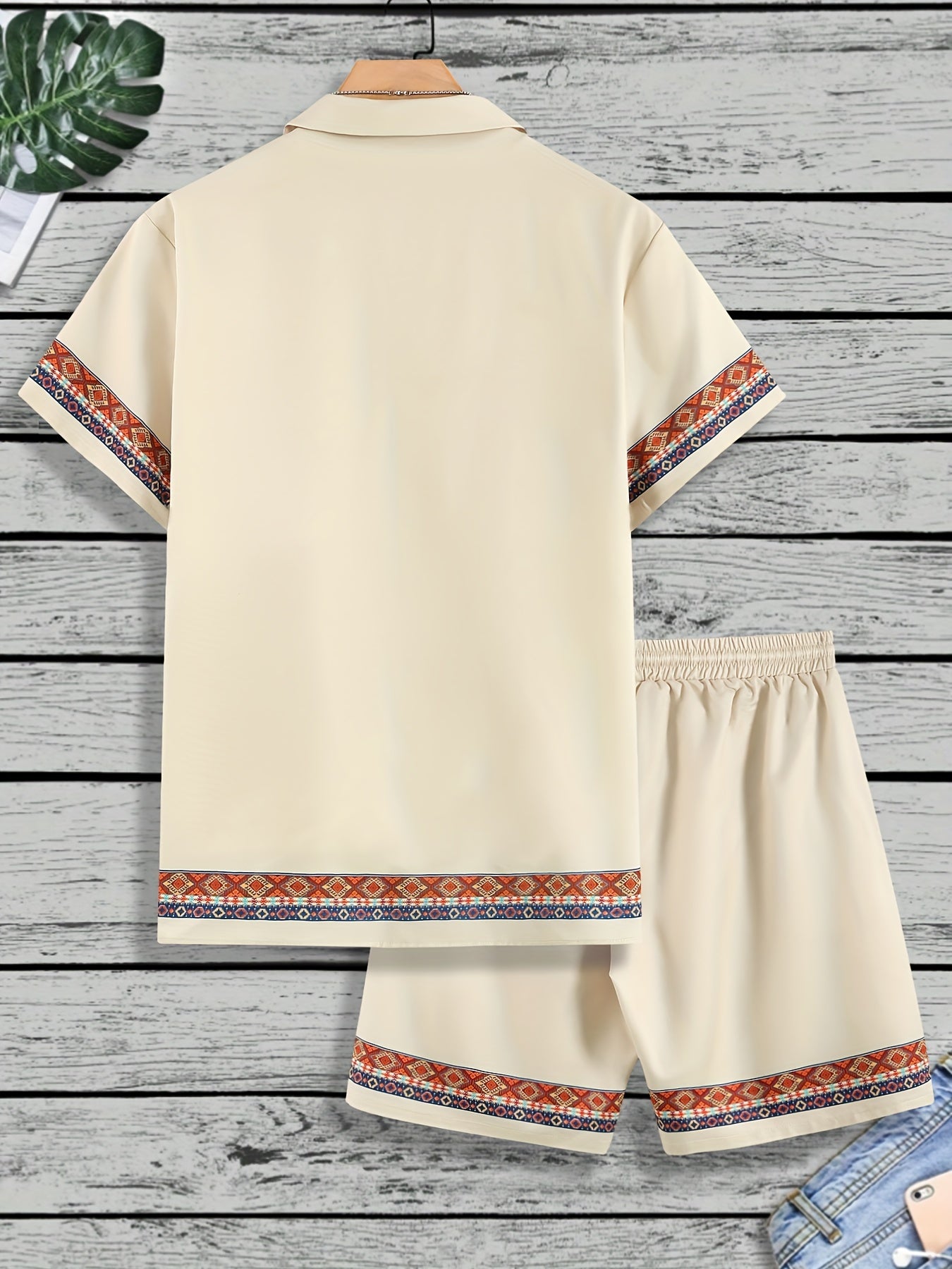 Bohemian Embroidered Two-Piece Shirt and Shorts Set