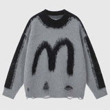 Retro Letter Print Sweater