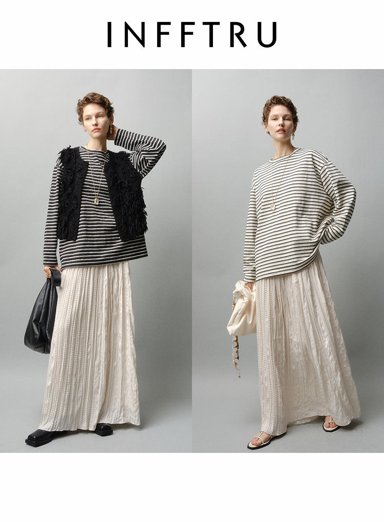 Textured Pleated Skirt