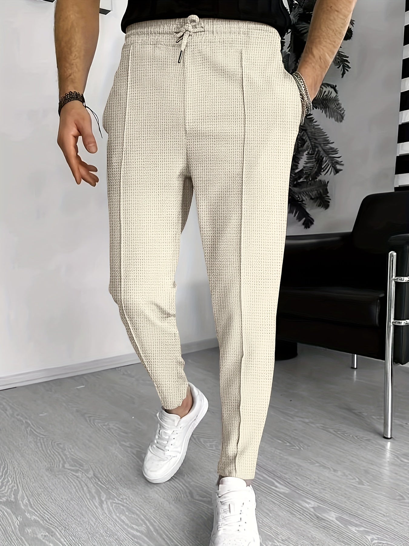 Textured Luxe: Beige Lounge Pants