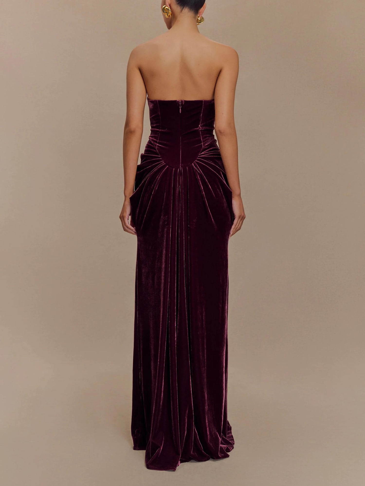 Strapless Velvet Maxi Dress - Plum