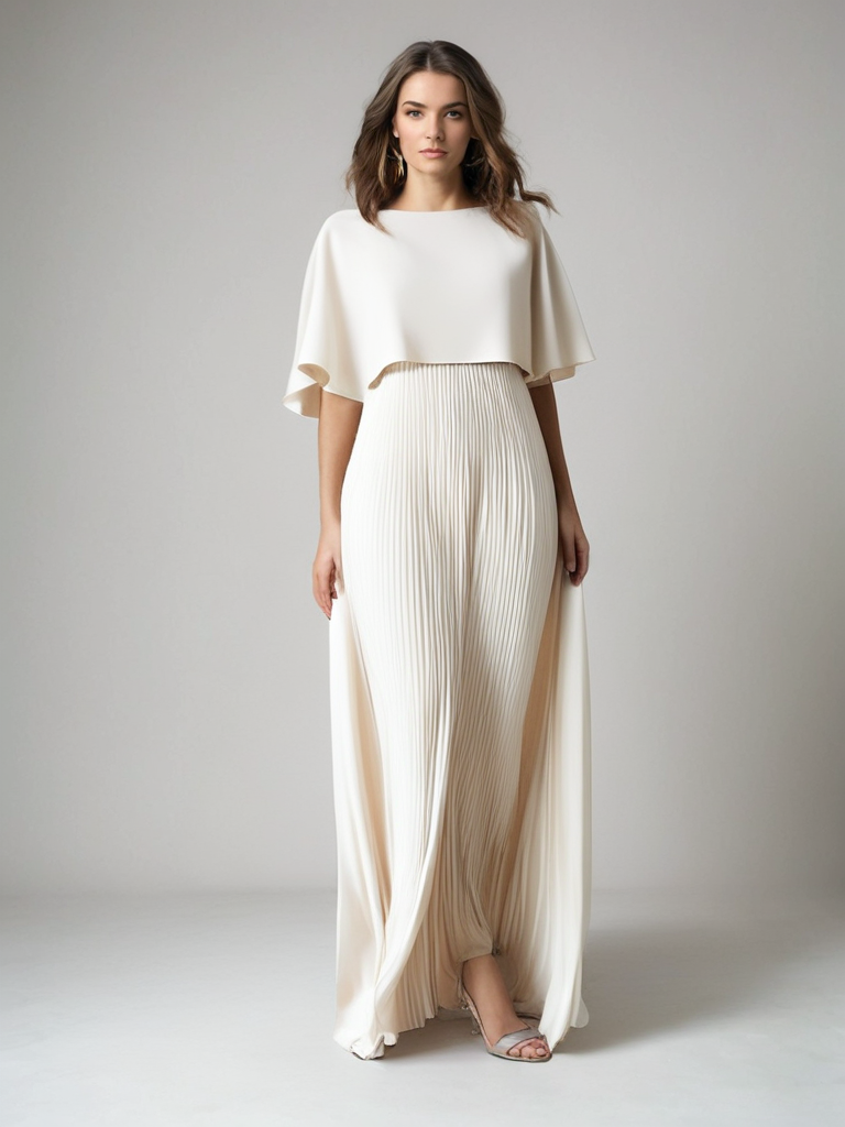 Enchanted Pleated Cape Dress