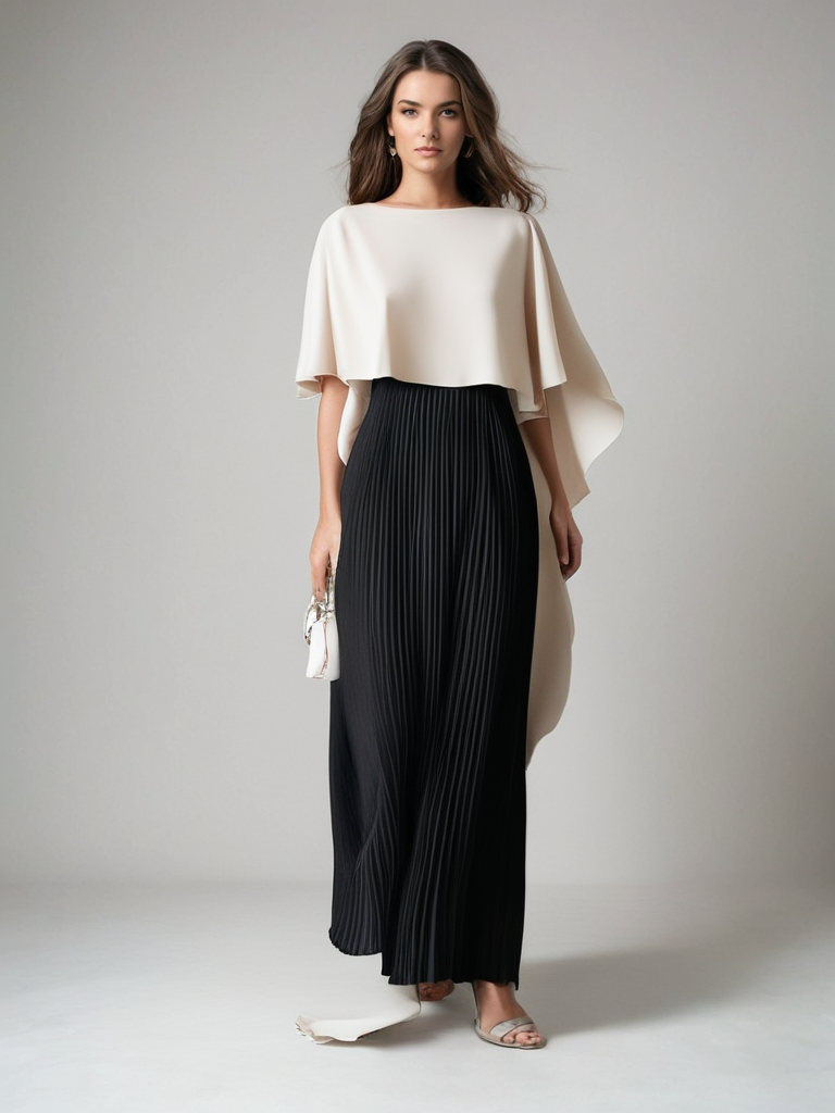 Enchanted Pleated Cape Dress