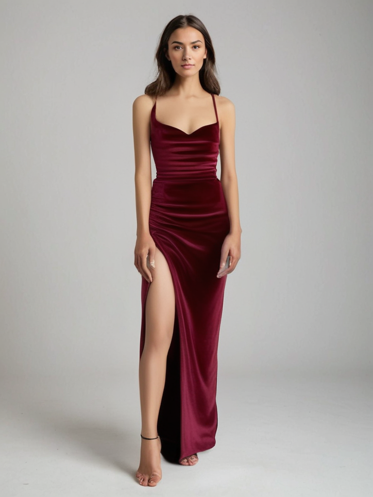 Elegant Satin Slit Dress