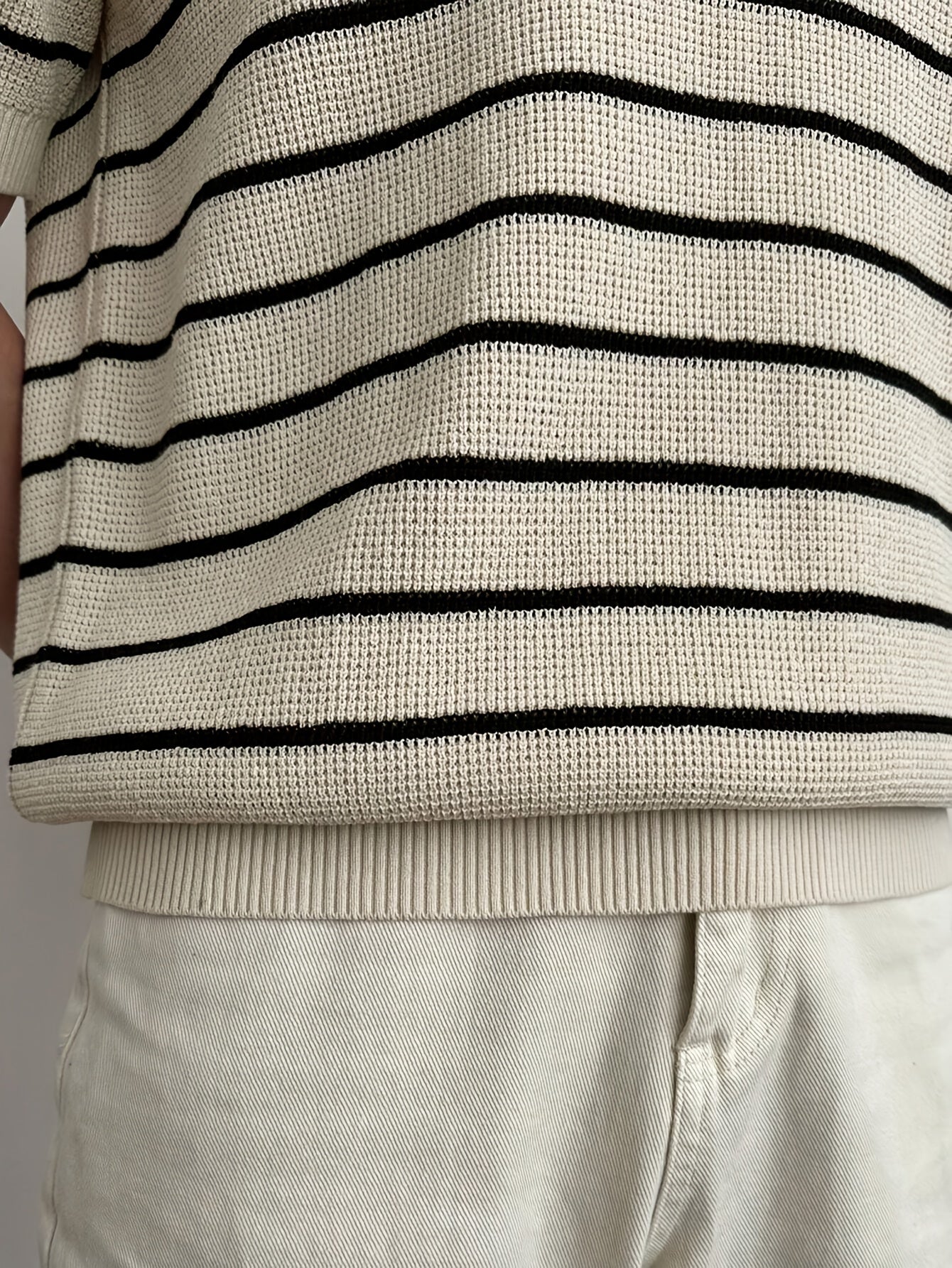 Classic Striped Knit Polo Sweater