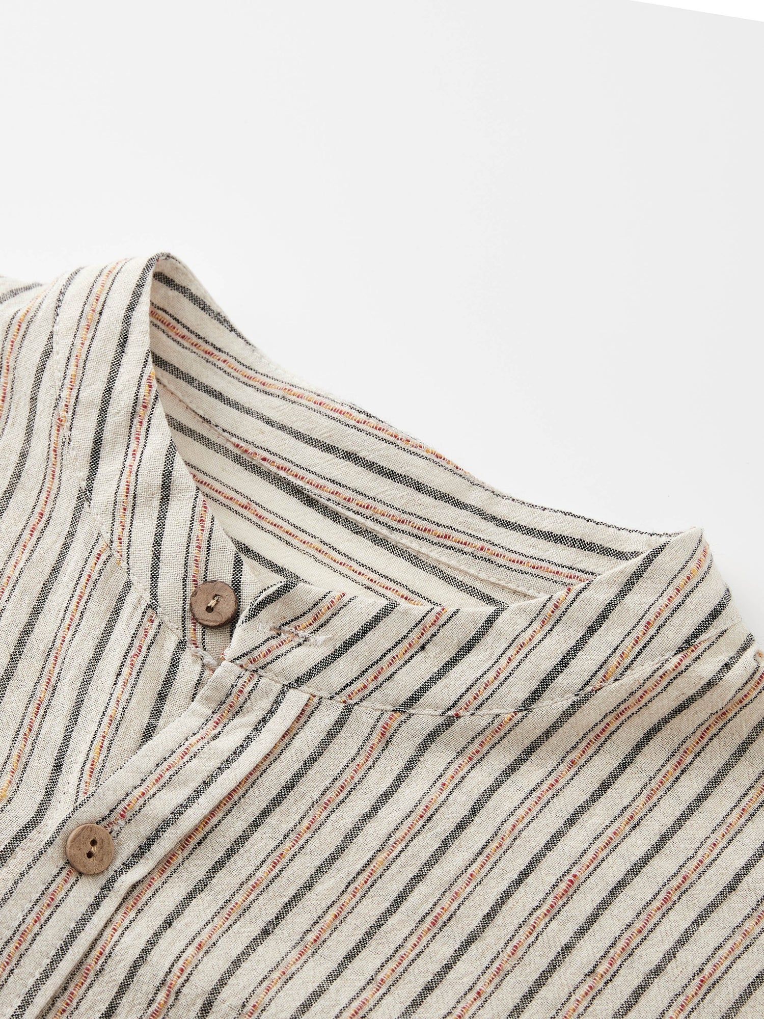 Striped Mandarin Collar Shirt