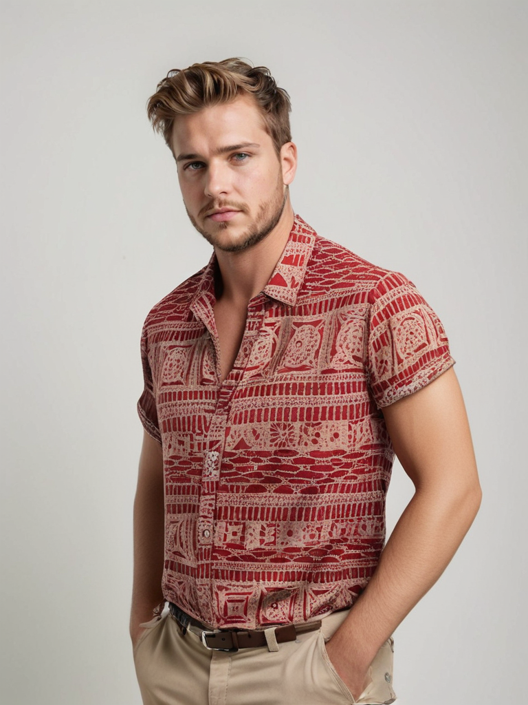 Bold Red Tribal Print Shirt