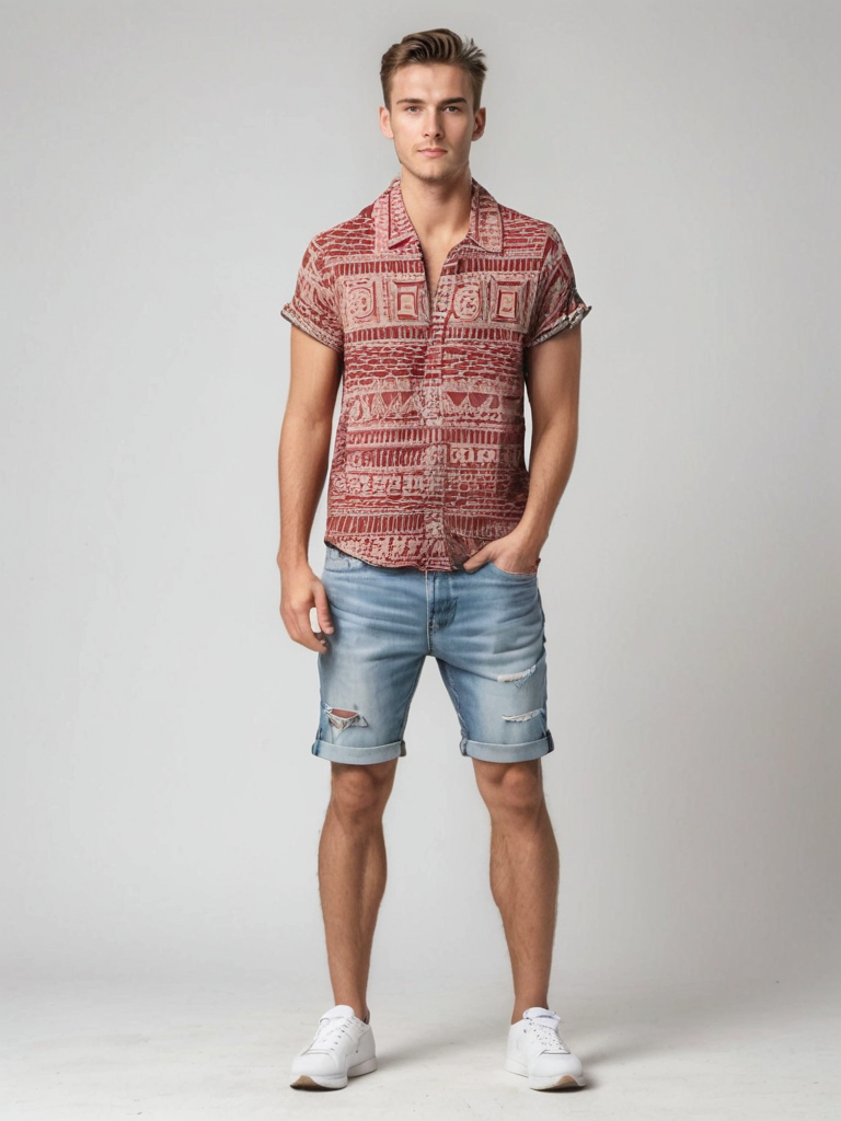 Bold Red Tribal Print Shirt