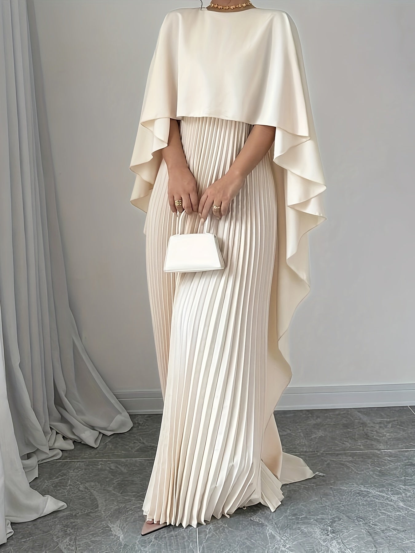 Enchanted Pleated Cape Dress