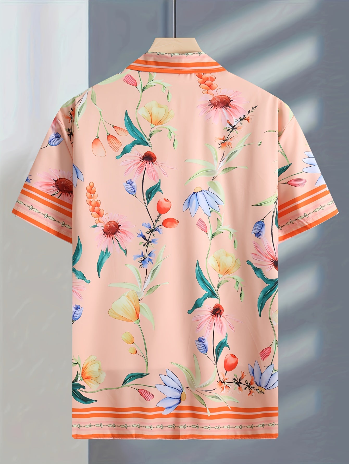 Floral Elegance: Peach Button-Up Shirt