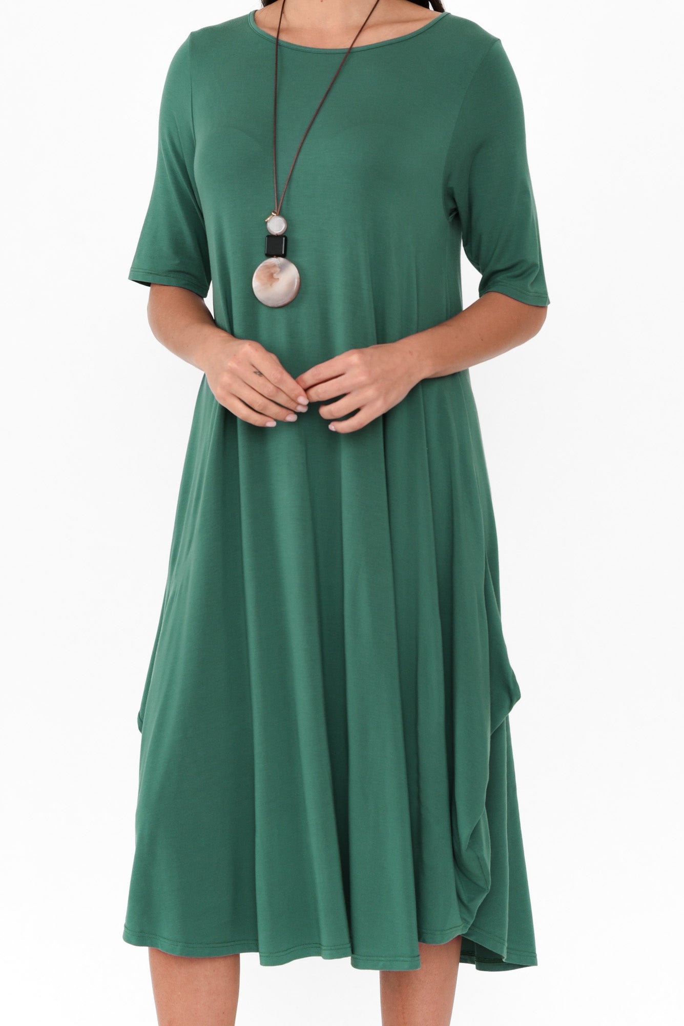 Emerald Micro Modal Tri Drape Dress