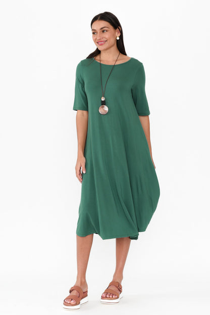 Emerald Micro Modal Tri Drape Dress