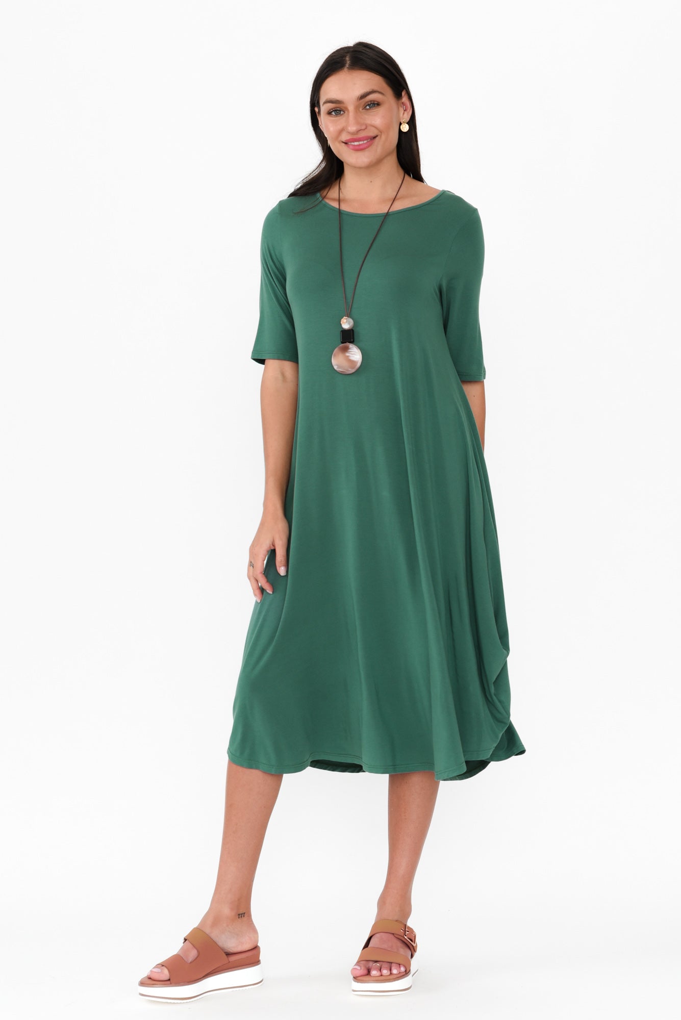 Emerald Micro Modal Tri Drape Dress