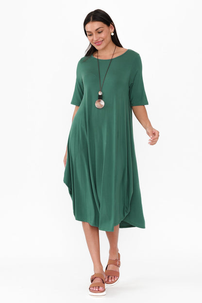 Emerald Micro Modal Tri Drape Dress