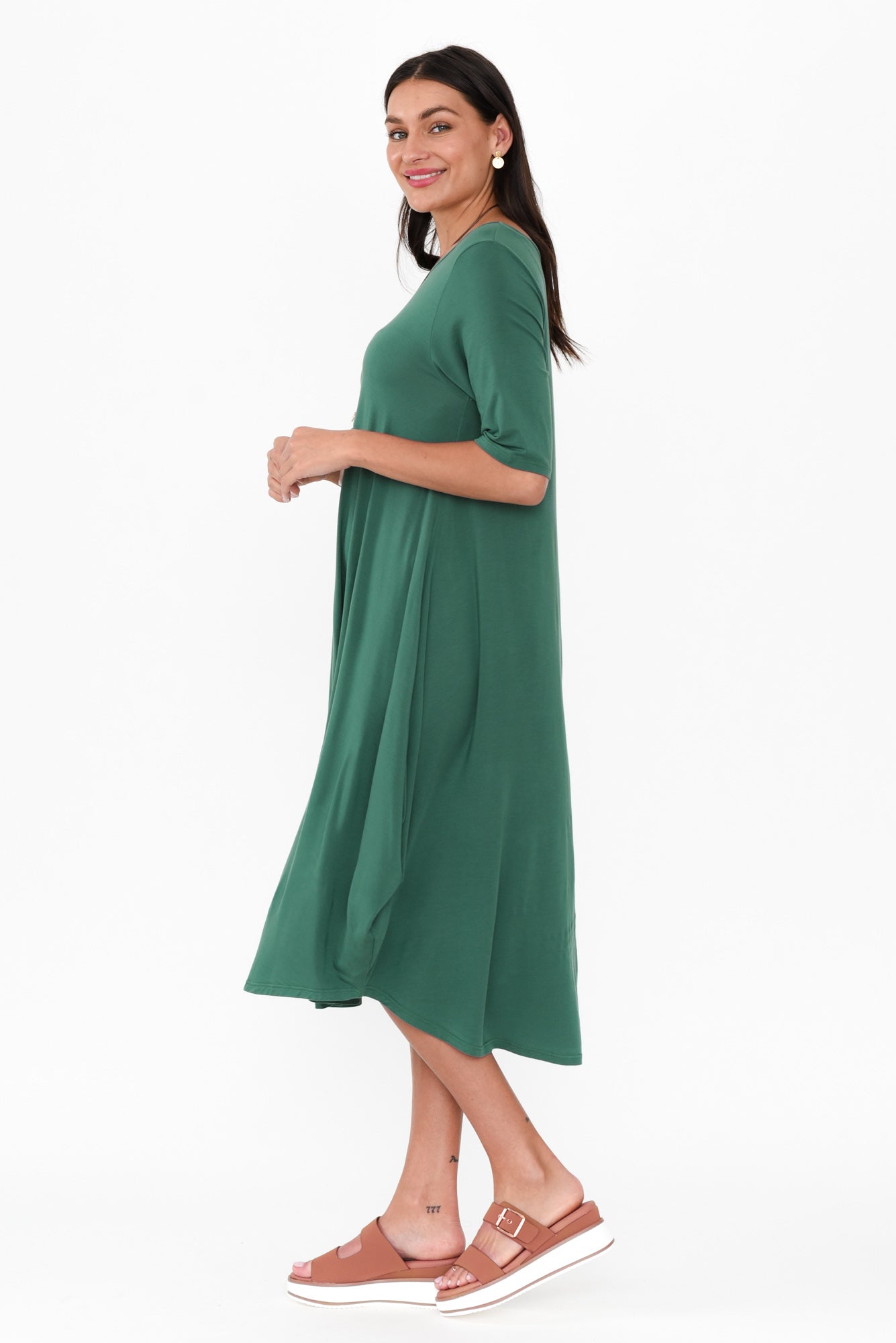 Emerald Micro Modal Tri Drape Dress