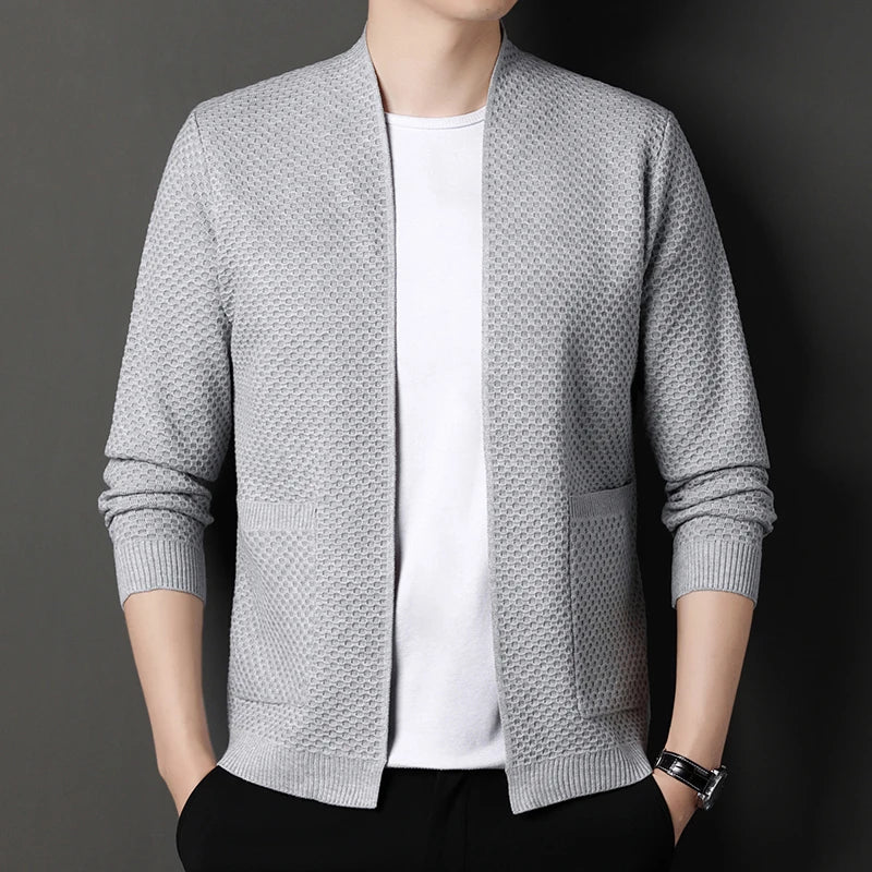 Elegant Honeycomb-Knit Cardigan