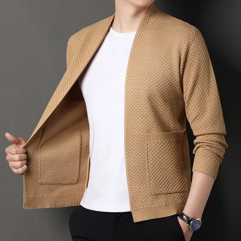 Elegant Honeycomb-Knit Cardigan