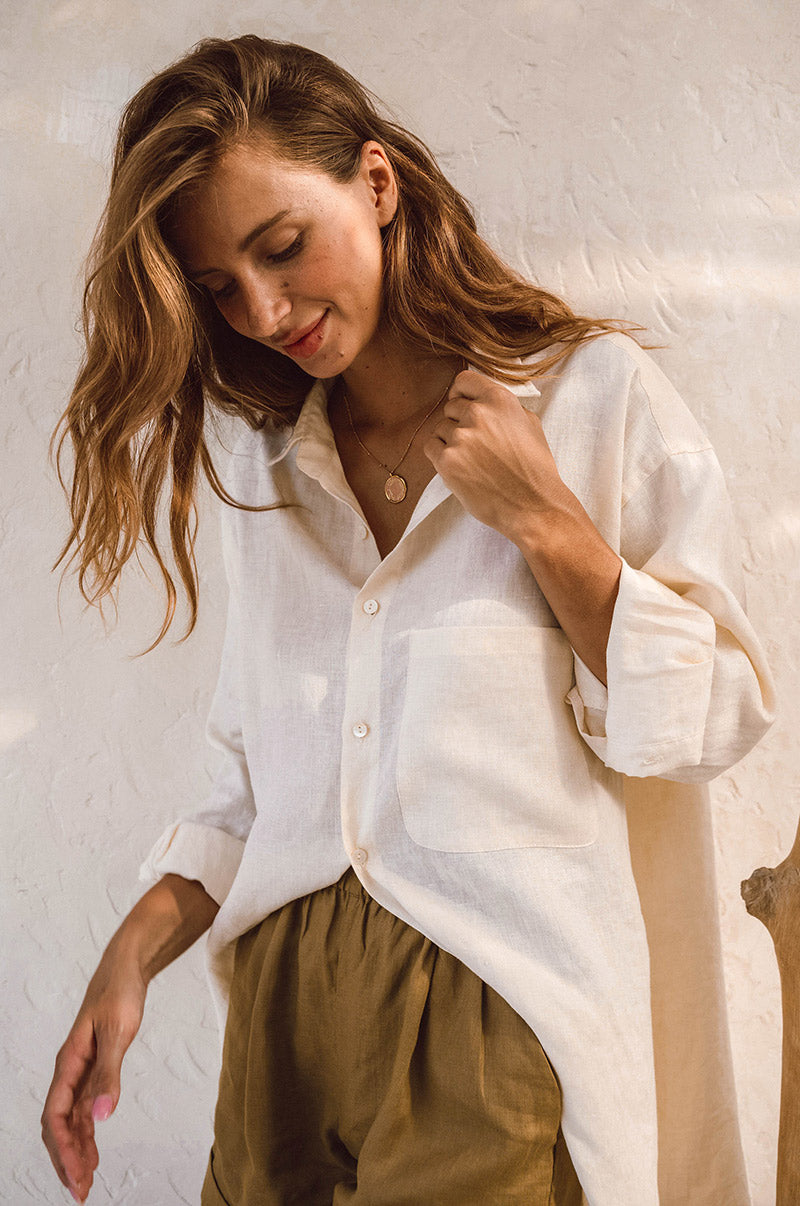 SUMMER Shirt Dress - coconut linen