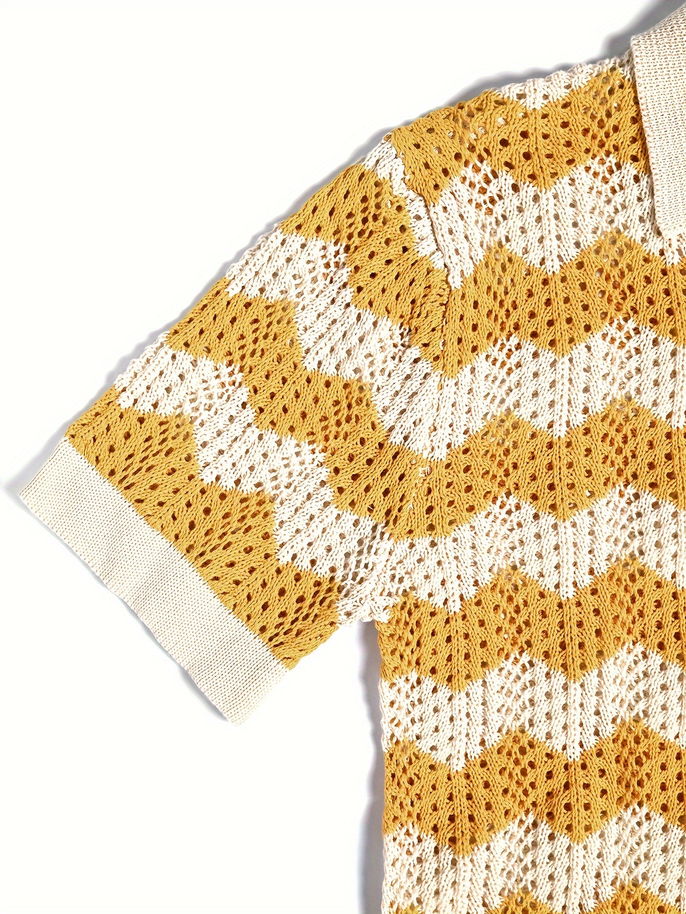 Vibrant Yellow Chevron Button-Up Cardigan