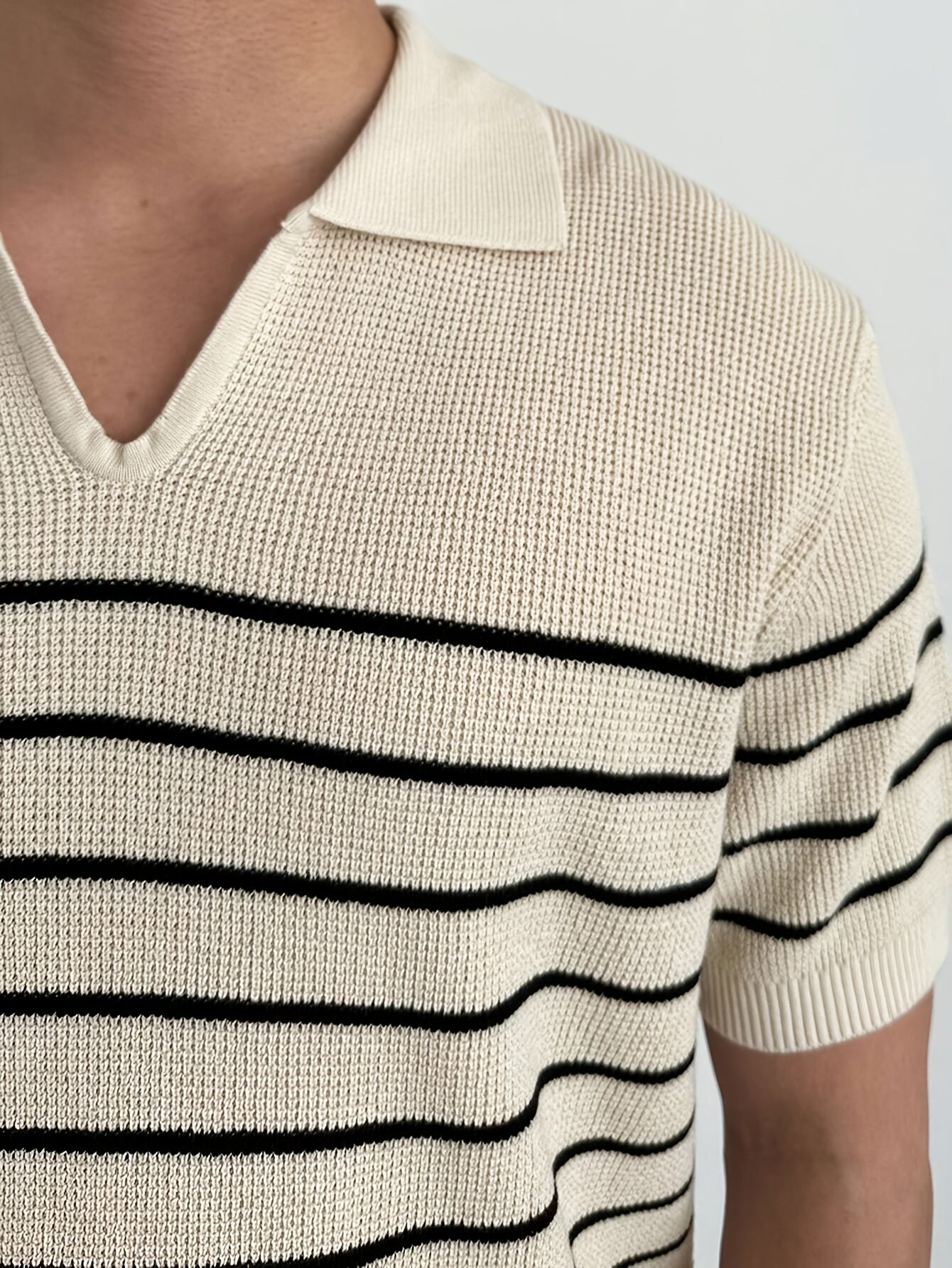 Classic Striped Knit Polo Sweater