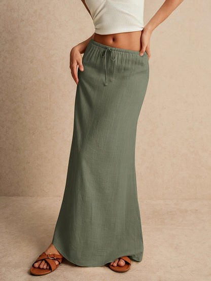 BreezyFits All-Season Linen Midi Skirt