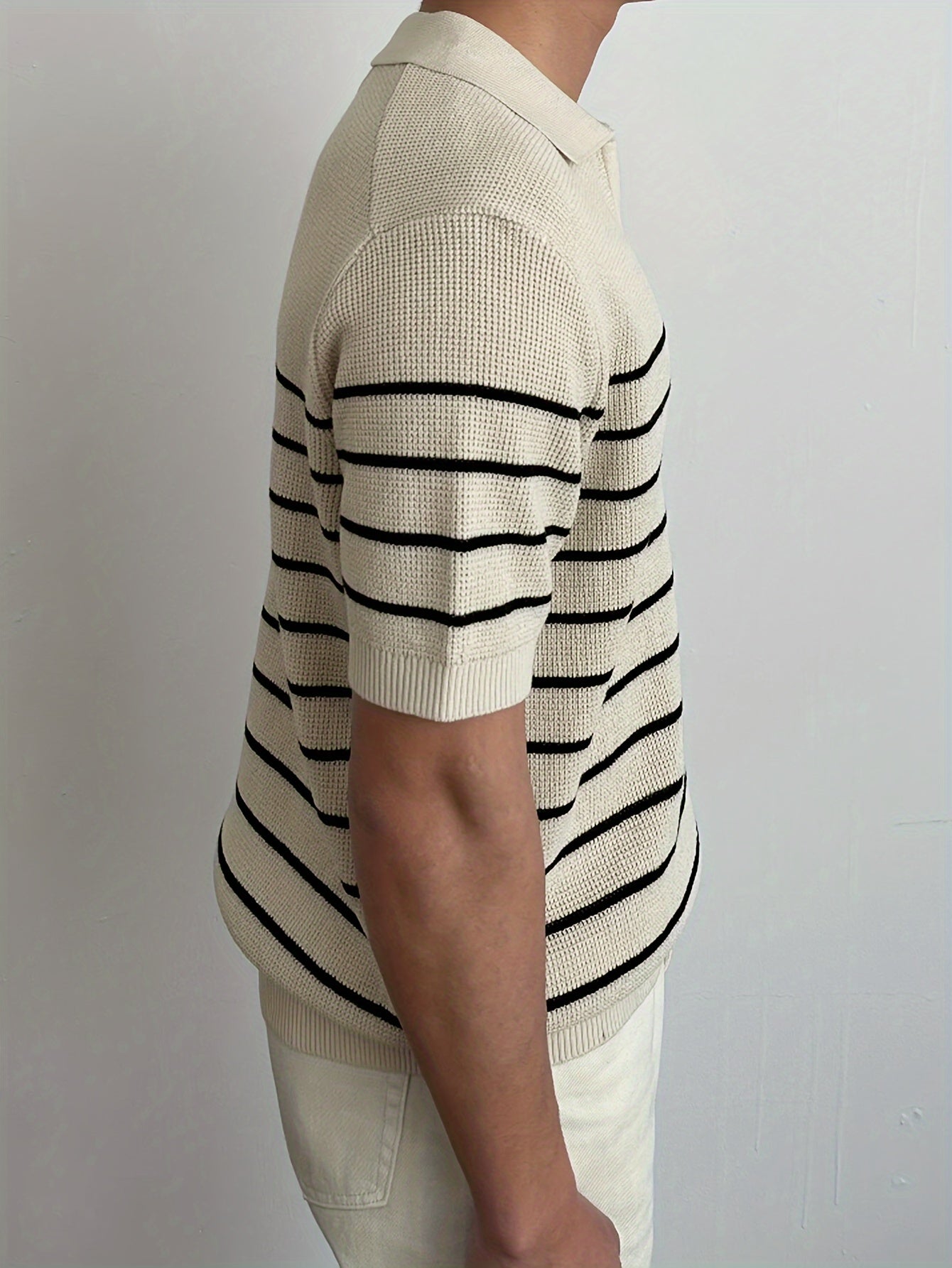 Classic Striped Knit Polo Sweater