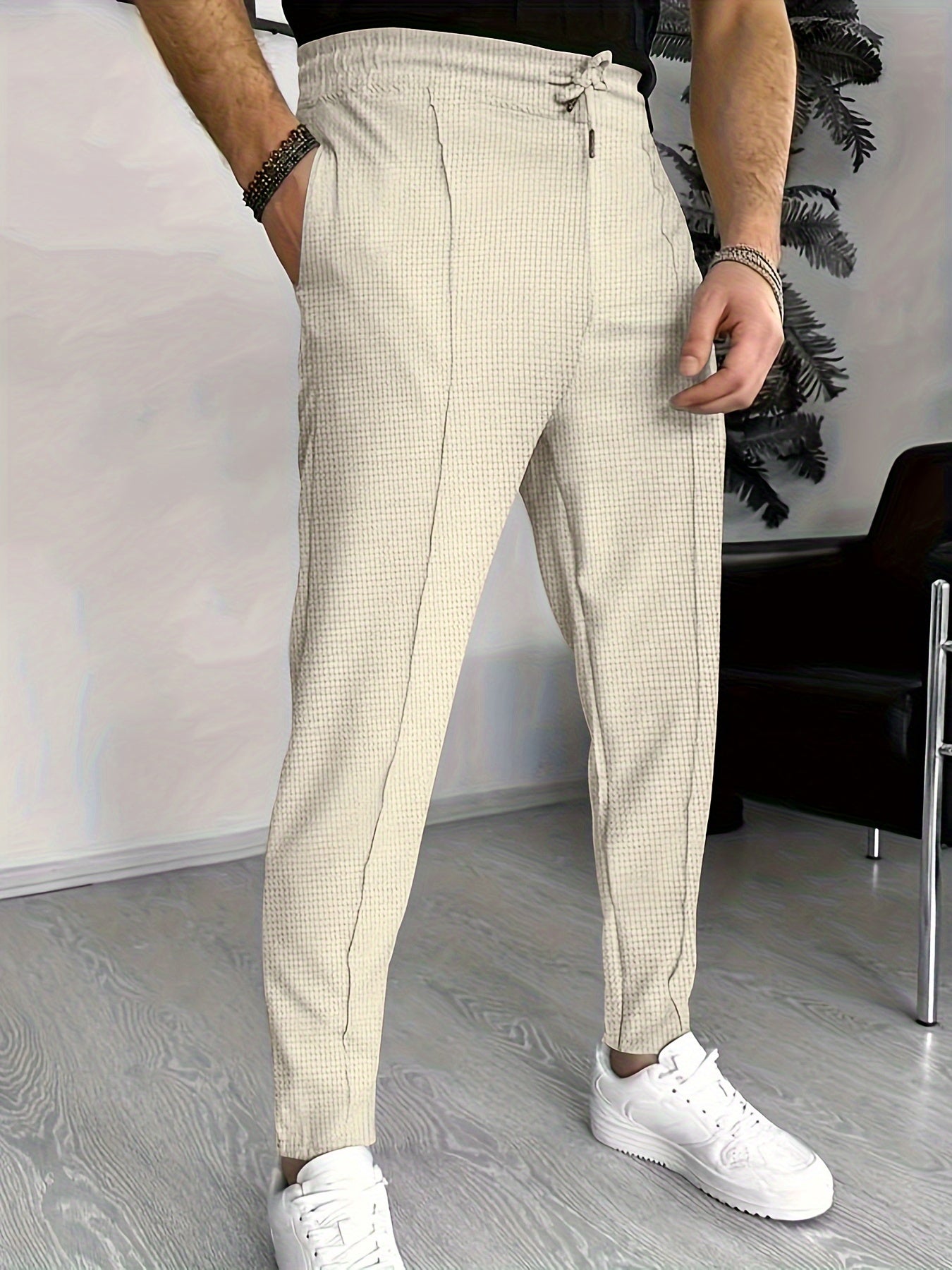 Textured Luxe: Beige Lounge Pants