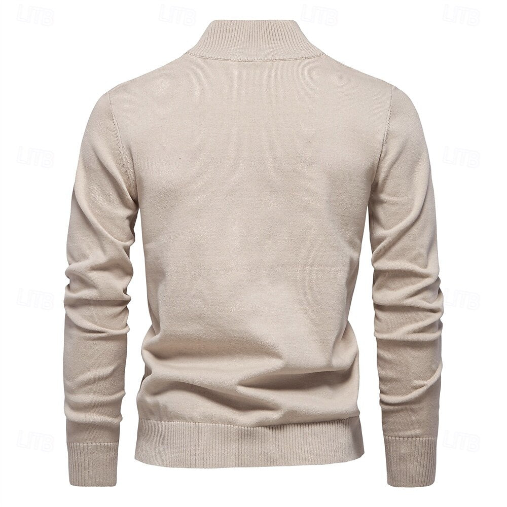 Half Zip Knitwear Solid Color Cardigan Sweater